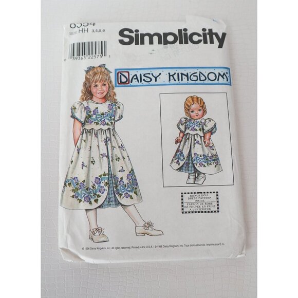 Simplicity 8554 Sewing Pattern Girls Party Dress & Matching Doll Dress Size 3 4 - Picture 1 of 4